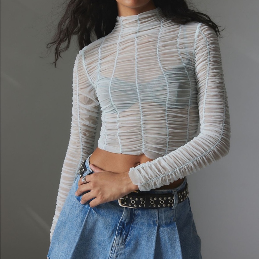 Silence + Noise Kora Sheer Ruched Top